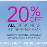 Debenhams 20 off designers